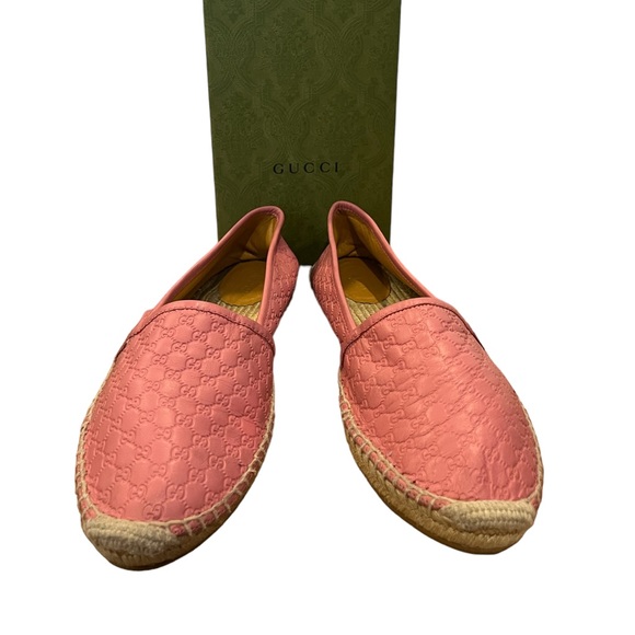 Gucci Pink Leather Monogram Espadrille 39 - Picture 2 of 7